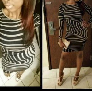 Black/Tan Midi Dress